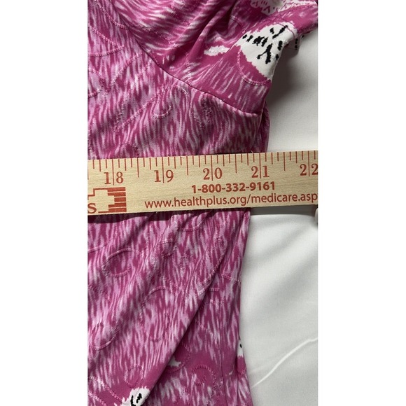 JM Collection Top XL Cute Floral Stretch Knit Short Sleeve Shirt Blouse Pink - Picture 7 of 8